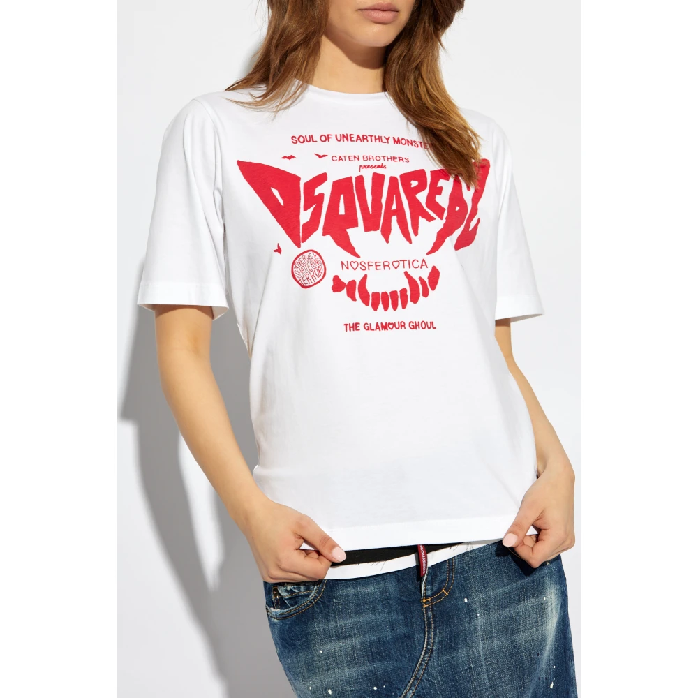 Dsquared2 Bedrukt T-shirt White Dames