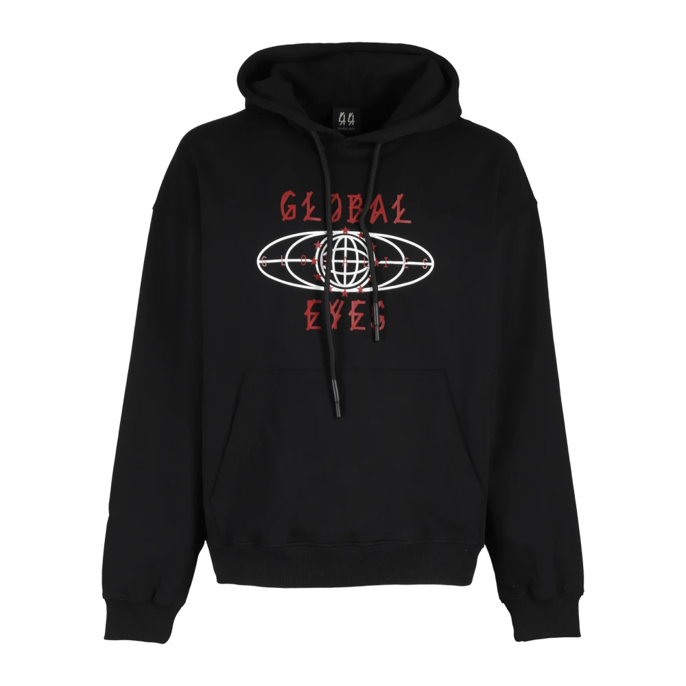 44 Label Group Hoodie met capuchon en kangoeroezak Black Heren