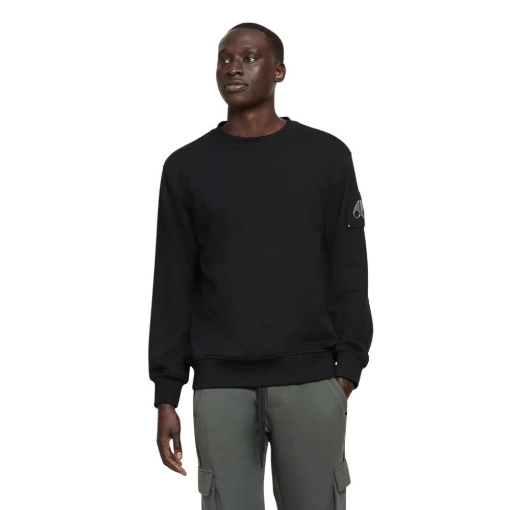 Moose Knuckles Zwarte Crewneck Sweater Hartsfield Style Black Heren