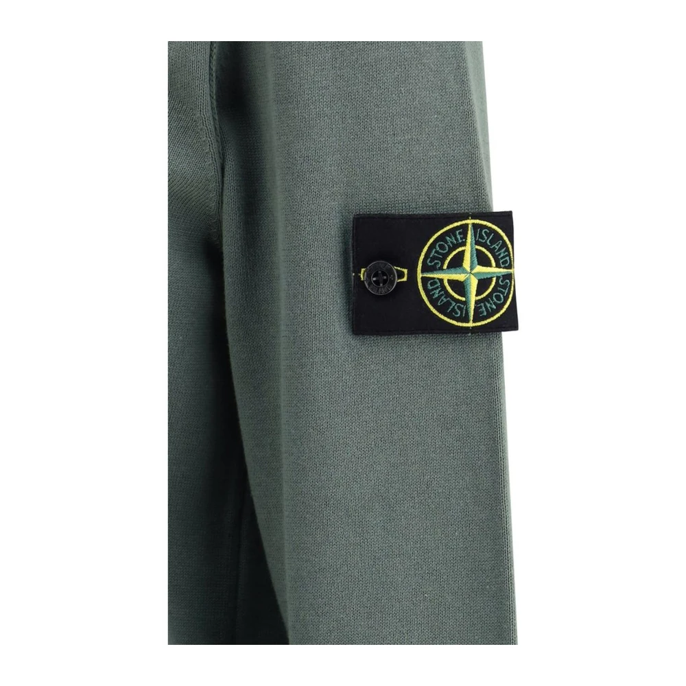 Stone Island Monogram Patch Katoenen Crew Neck Sweater Green Heren