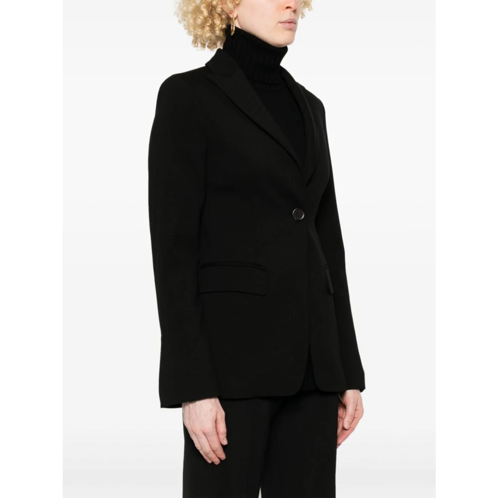 Semicouture Chique Zwarte Blazer met Peak Revers Black Dames