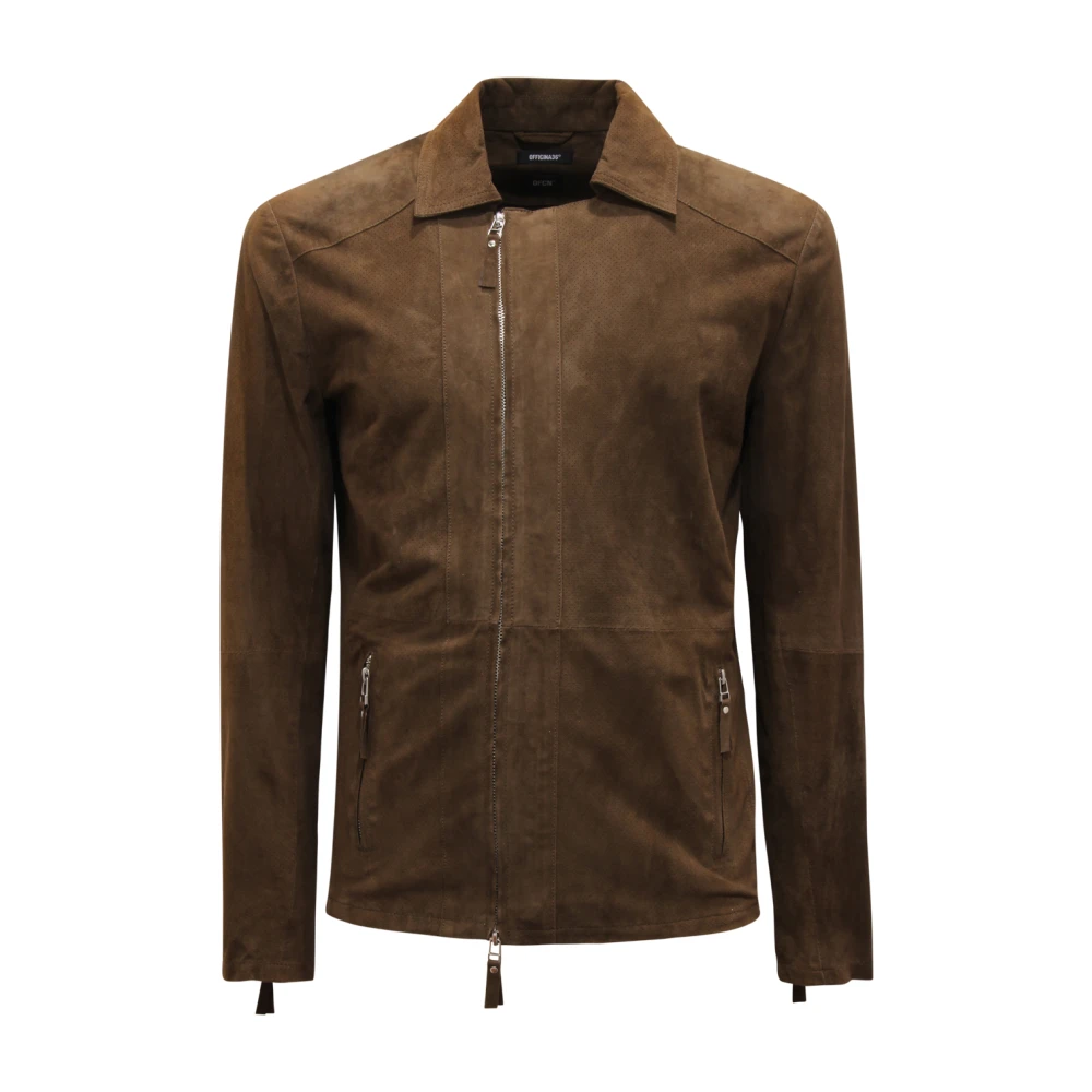 Officina36 Brown Leather Jackets, Male, S, Vintage Effect Suede Jacket