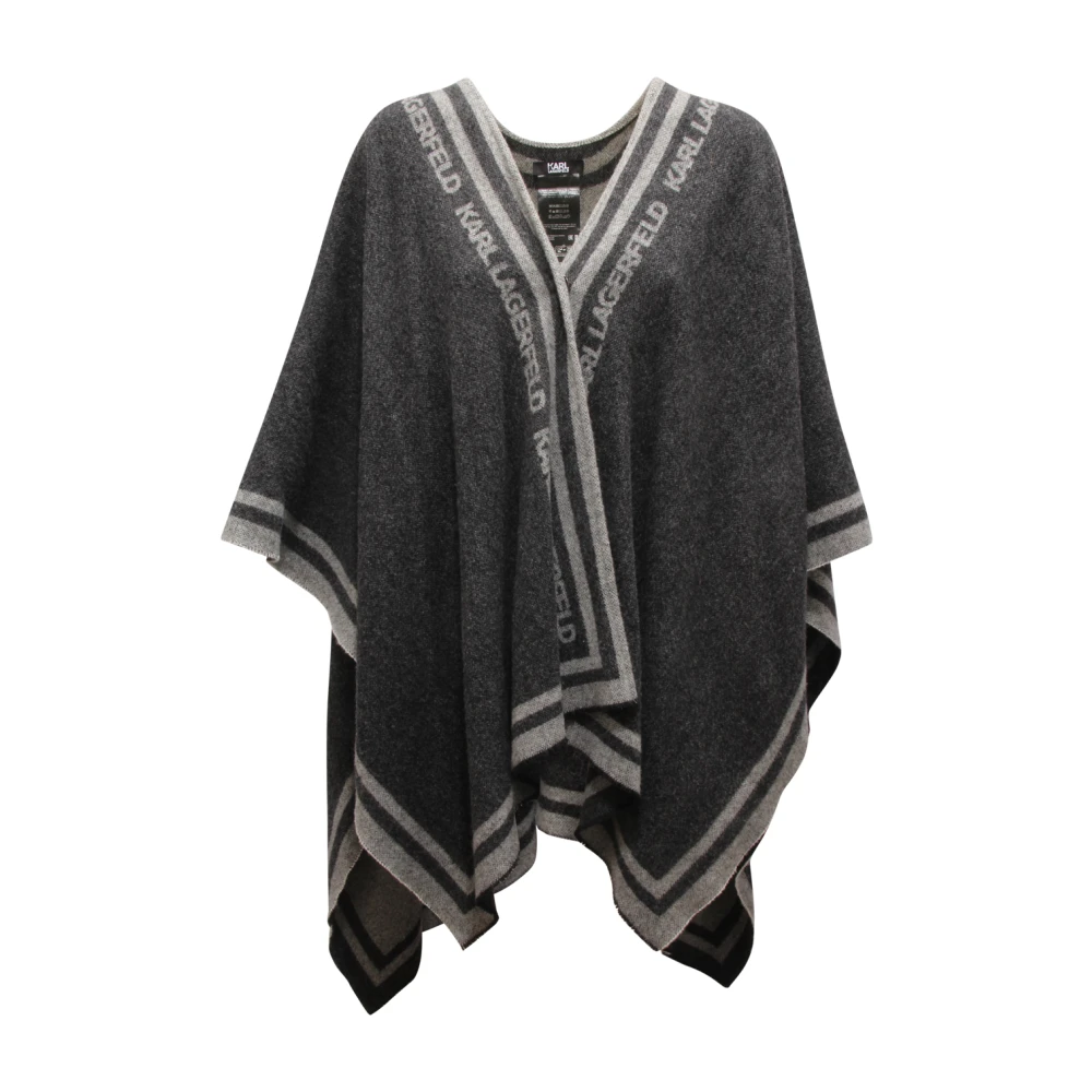 Karl Lagerfeld Gray O5514 Poncho In Lana - Female - Ponchos - One Size - Jackets