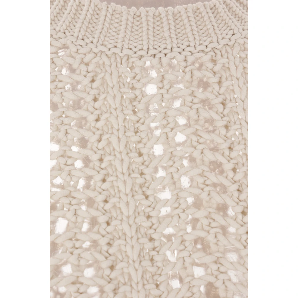BRUNELLO CUCINELLI Lichtbeige Katoenen Gebreide Trui Beige Dames