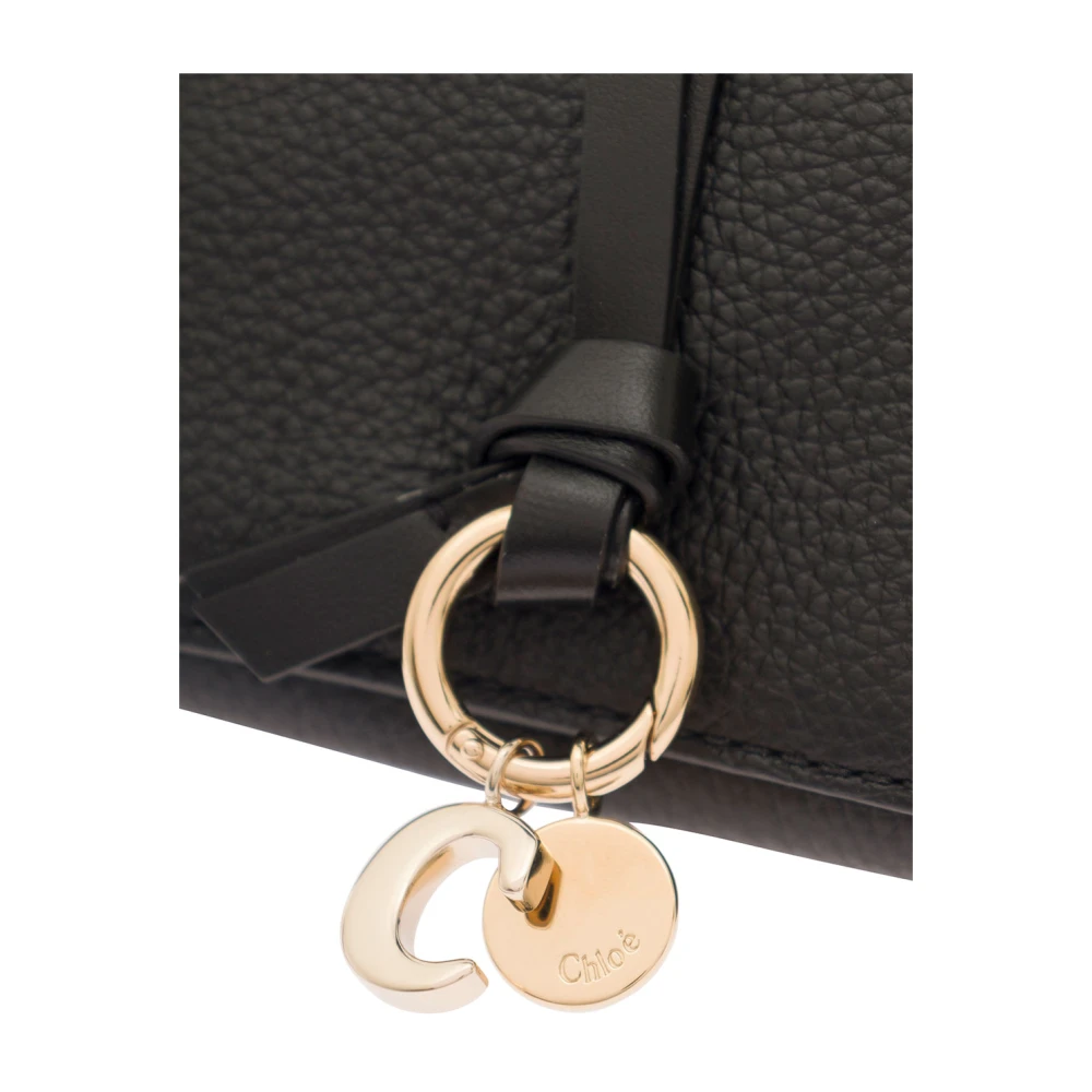 Chloé Zwarte Tri-Fold Portemonnee met Bedel Black Dames