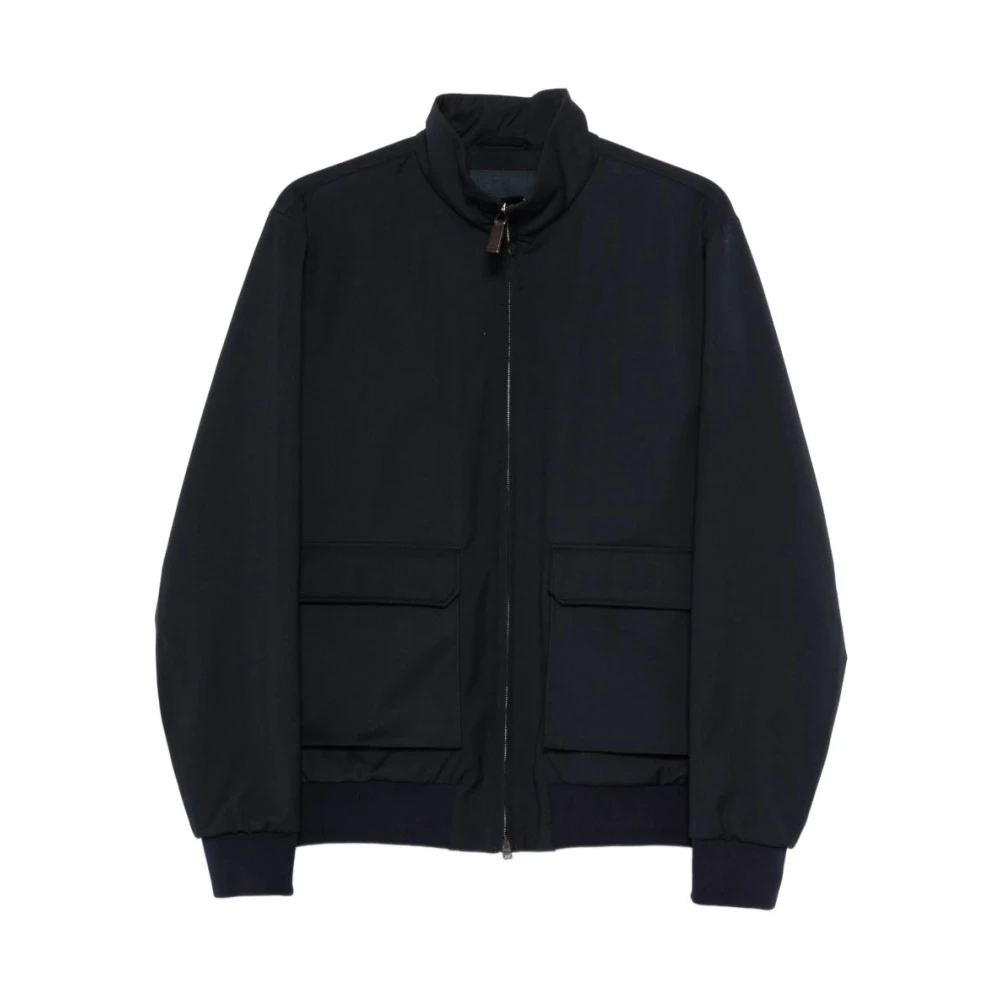Herno Men's Blue Bomber Jackets, M, Bomber In 3 Layers Wool Storm