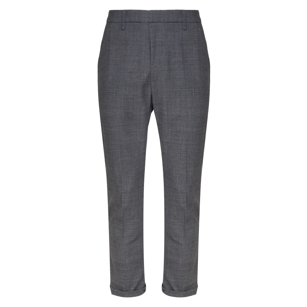 Dondup Wol Slimme Broek Zwart Rits Sluiting Gray Heren