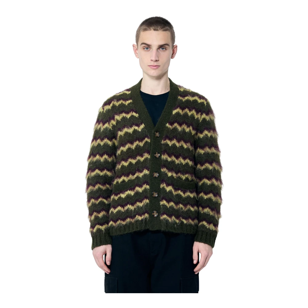 Brain Dead Zig Zag Wolmix Vest Green Heren