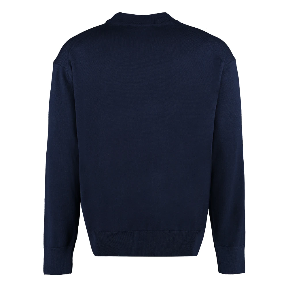 Maison Kitsuné Wollen Trui met Vos Patch Blue Heren