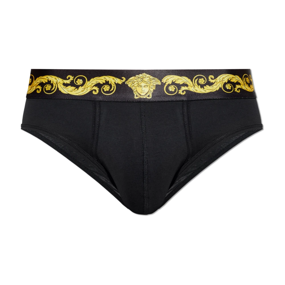 Versace Mannelijk Zwart Ondergoed Heren, Xl, Katoen, Printed Cotton-Jersey Briefs