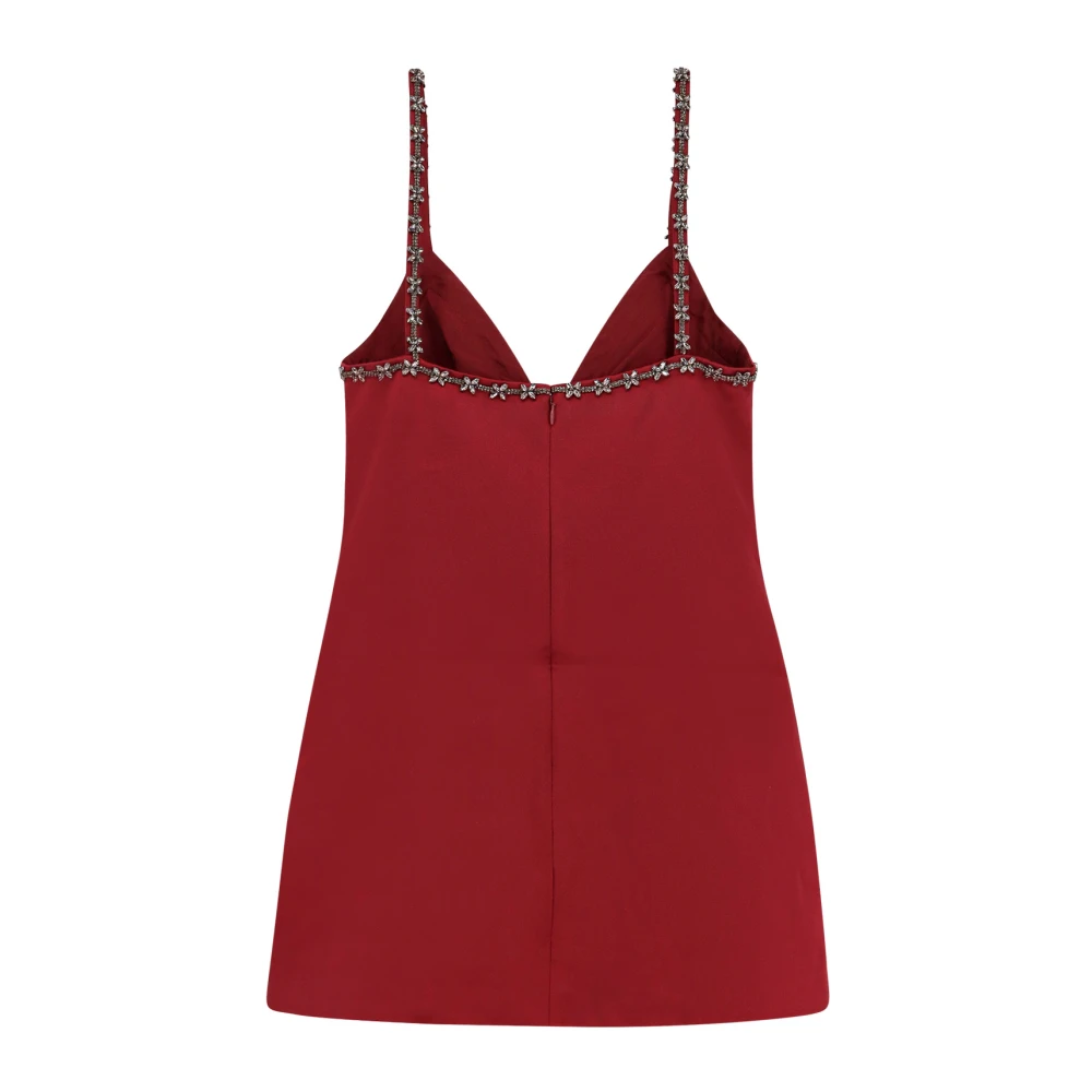 Self Portrait Satijnen Mini Jurk met Juweel Details Red Dames