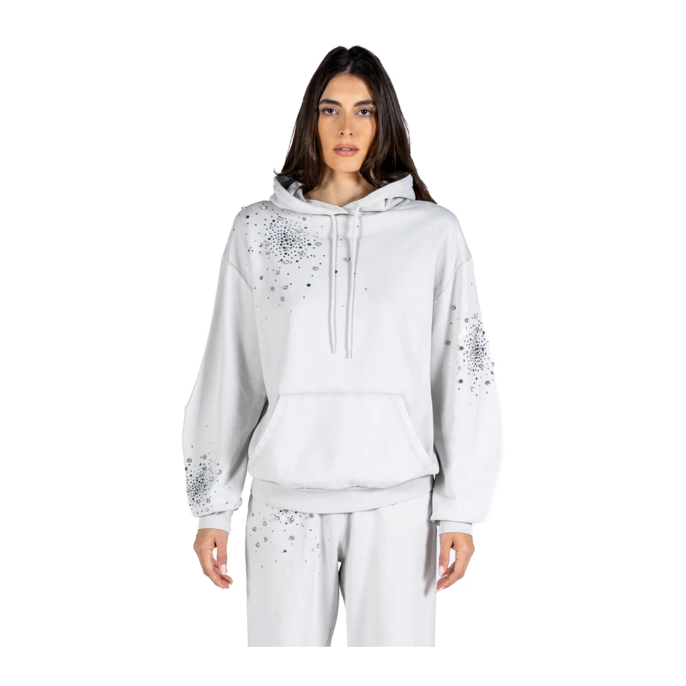 DES Phemmes Rhinestone-versierde Grijze Hoodie Sweatshirt Gray Dames