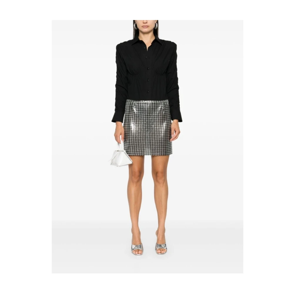 Paco Rabanne Mini Rok Zilver Zwart V306 Gray Dames