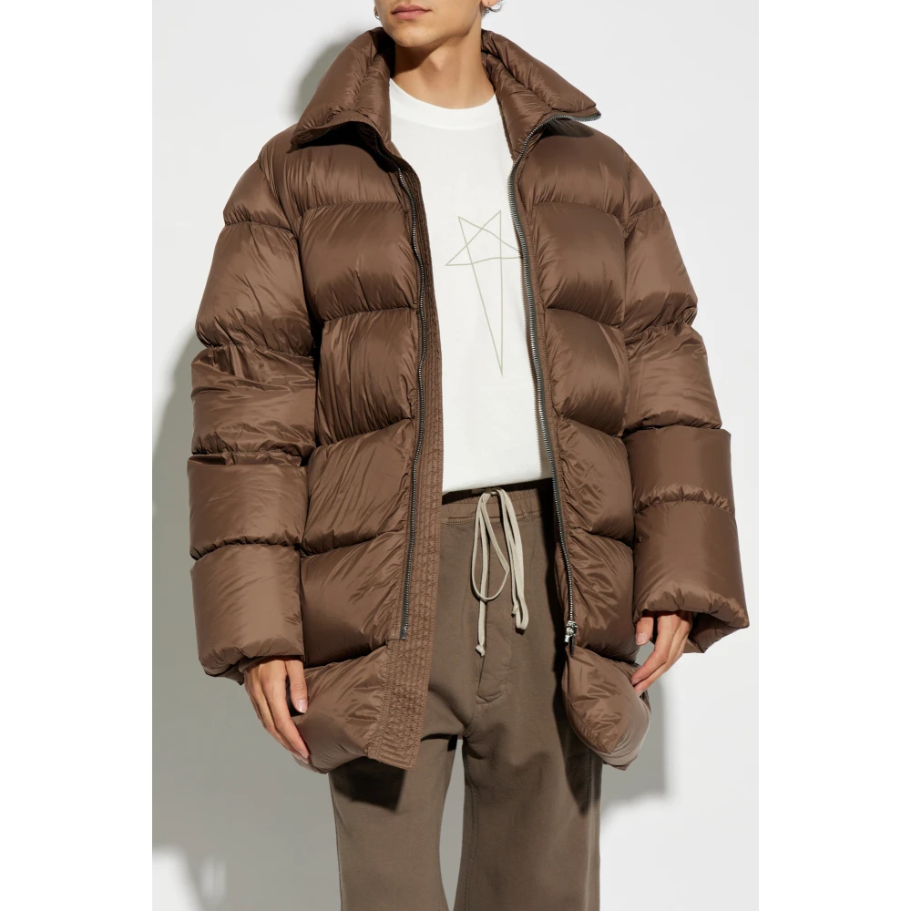 Rick Owens Donzen Jas met Opstaande Kraag Brown Heren