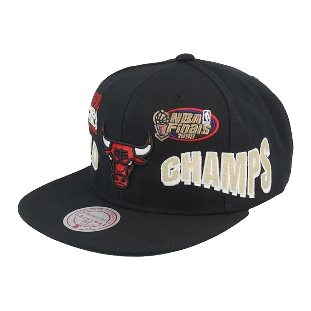 Mitchell & Ness Zwarte Bulls World Champs Snapback Pet Black Heren