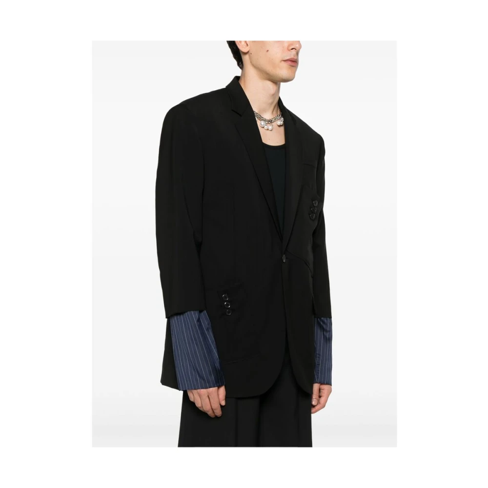 Moschino Zwarte jas met meerdere zakken en split Black Heren
