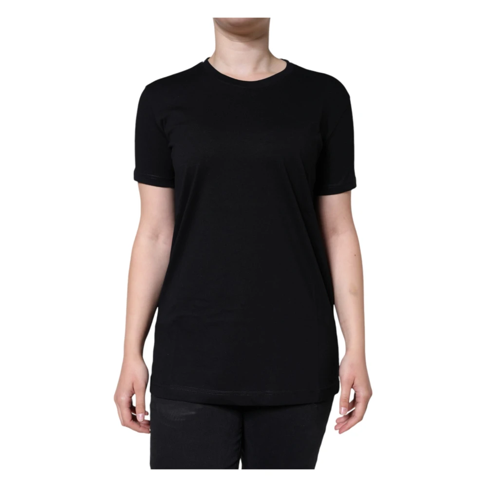 Dolce & Gabbana T-Shirts, Female, L, Crew Neck T-Shirt Black