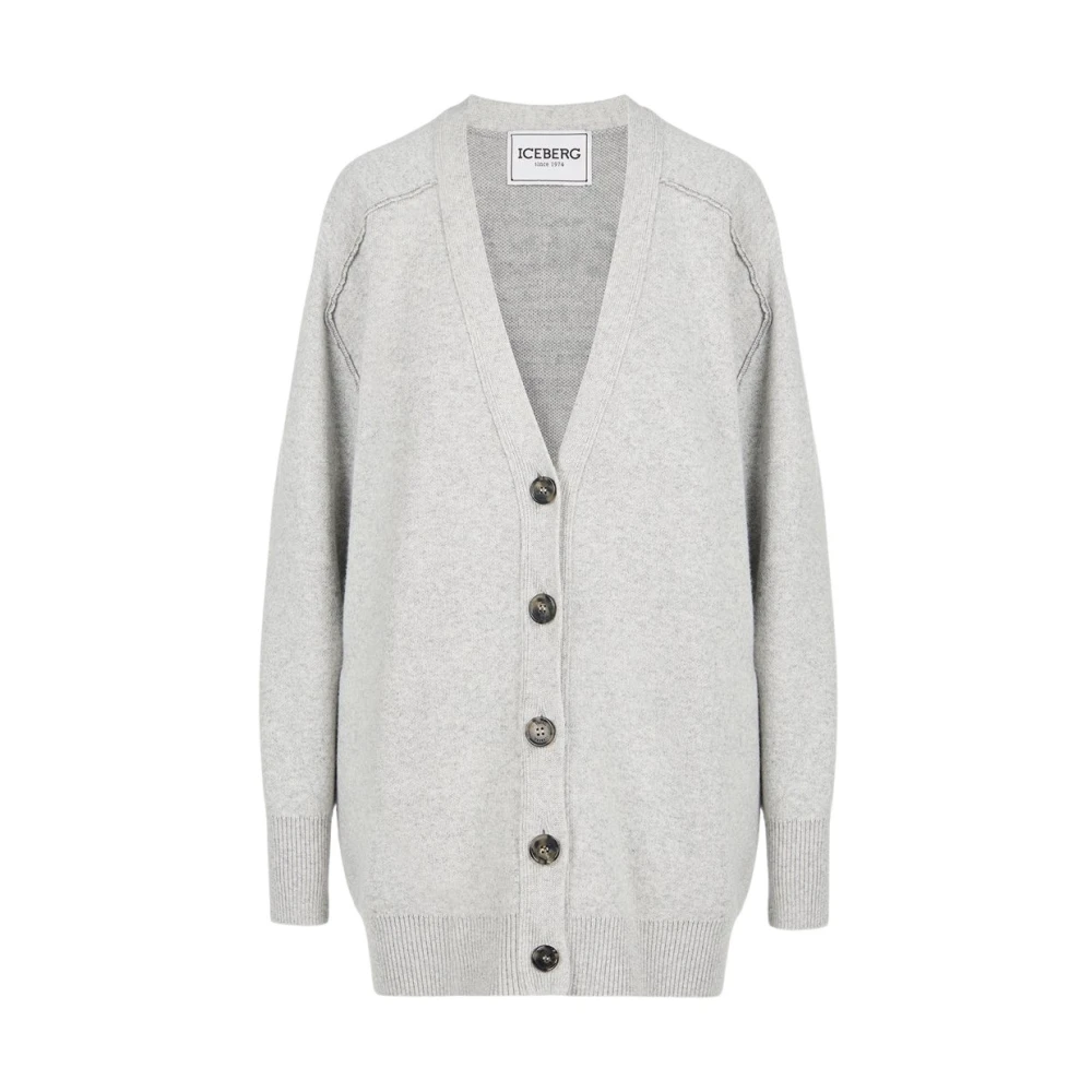 Iceberg Wollen blend cardigan met logo Gray Dames