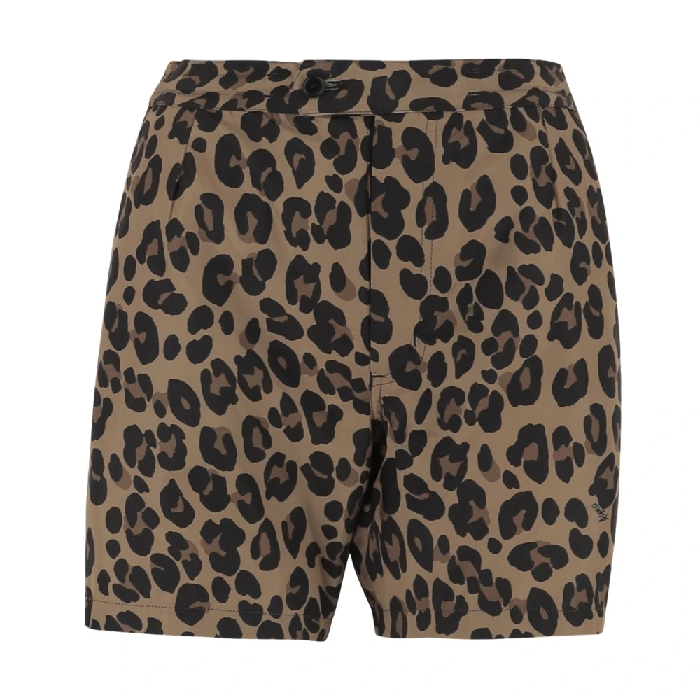 Aspesi Leo Patroon Elastische Taille Casual Shorts Brown Dames