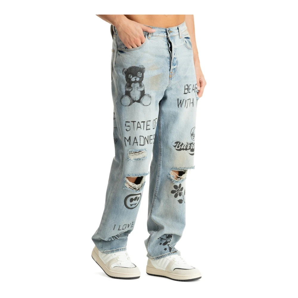 Barrow Abstract Multicolor Jeans met Logo Blue Heren
