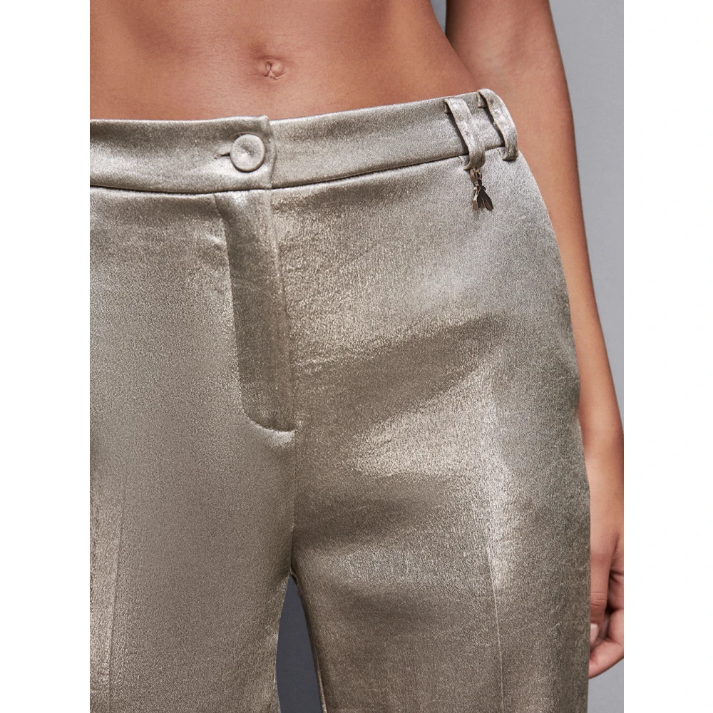 PATRIZIA PEPE Gelamineerde Gouden Broek voor Vrouwen Gray Dames