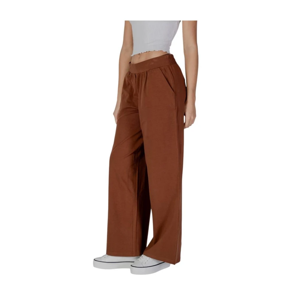 b.Young Bruine Katoenen Wijde Broek Brown Dames