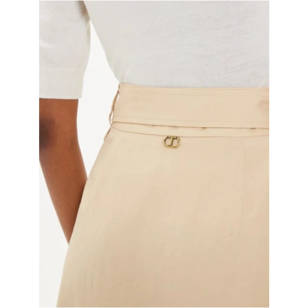 Twinset Lange Linnen Rok Beige Dames