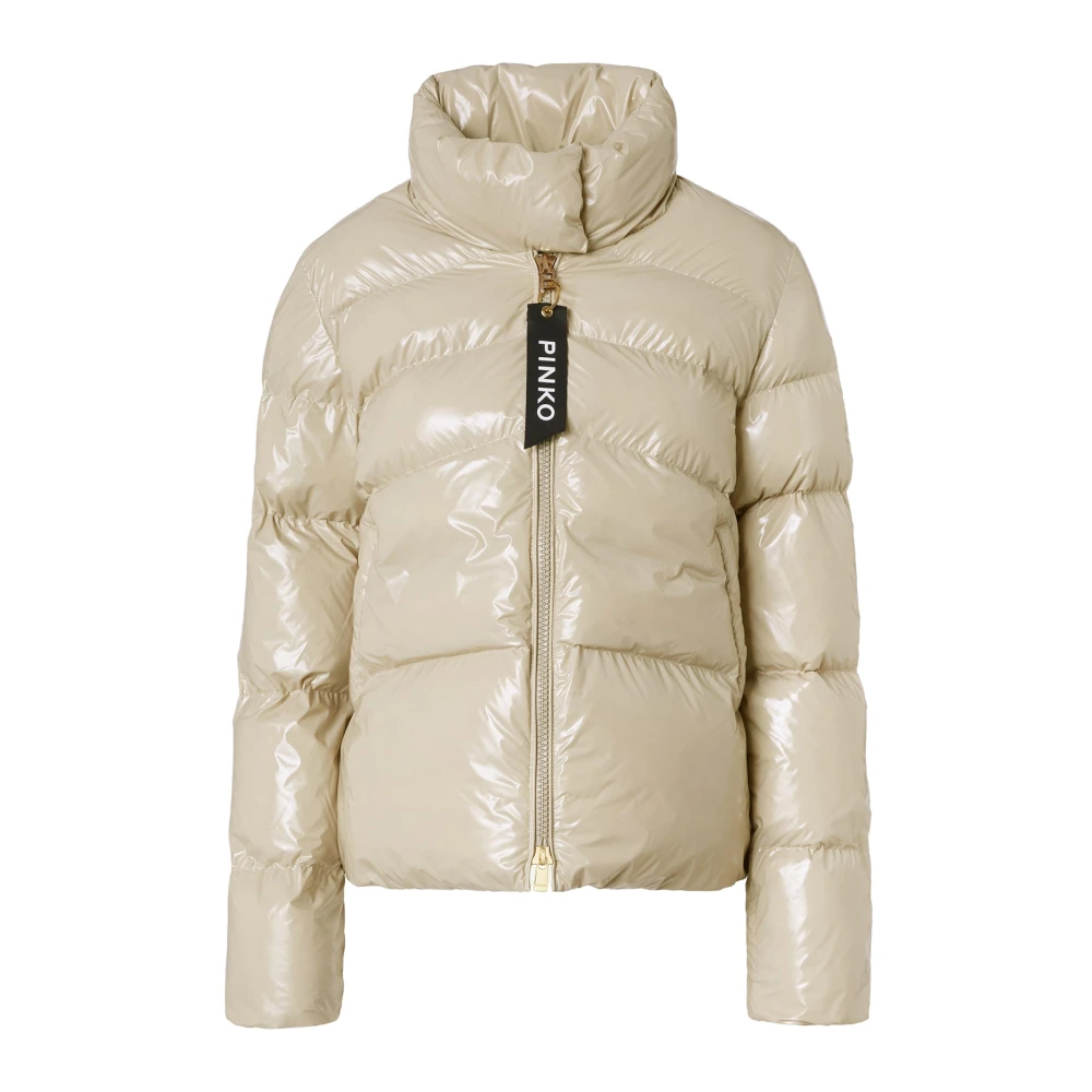 Pinko Beige Gewatteerde Donsjas Love Birds Beige Dames