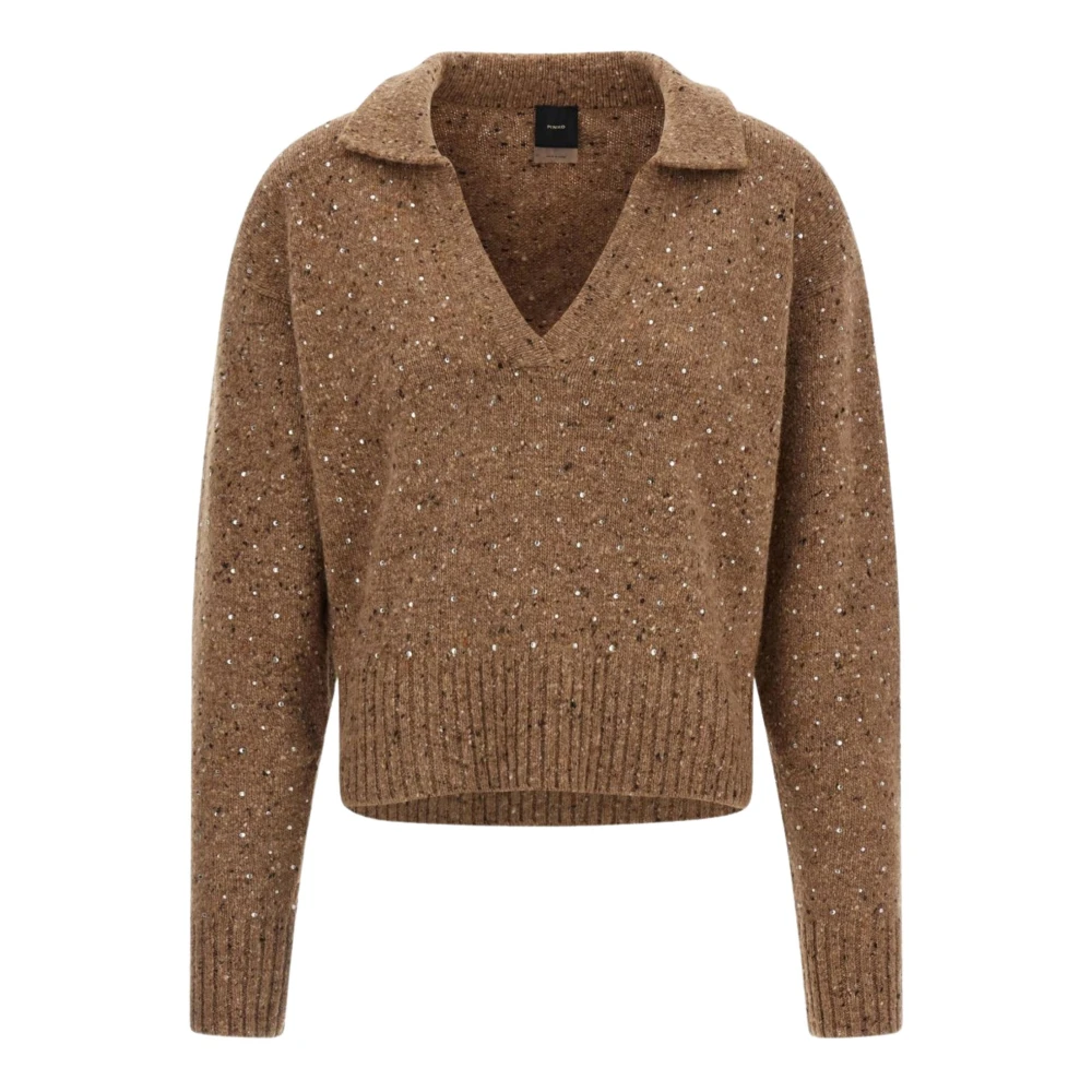 Pinko Women's Beige V-Neck Sweater