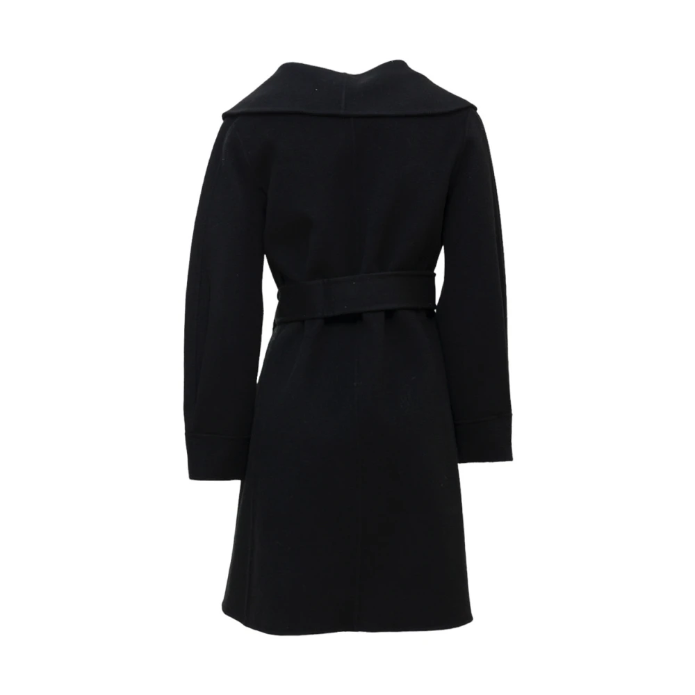 Nenette Wollen jas met riem en ballonmouwen Black Dames