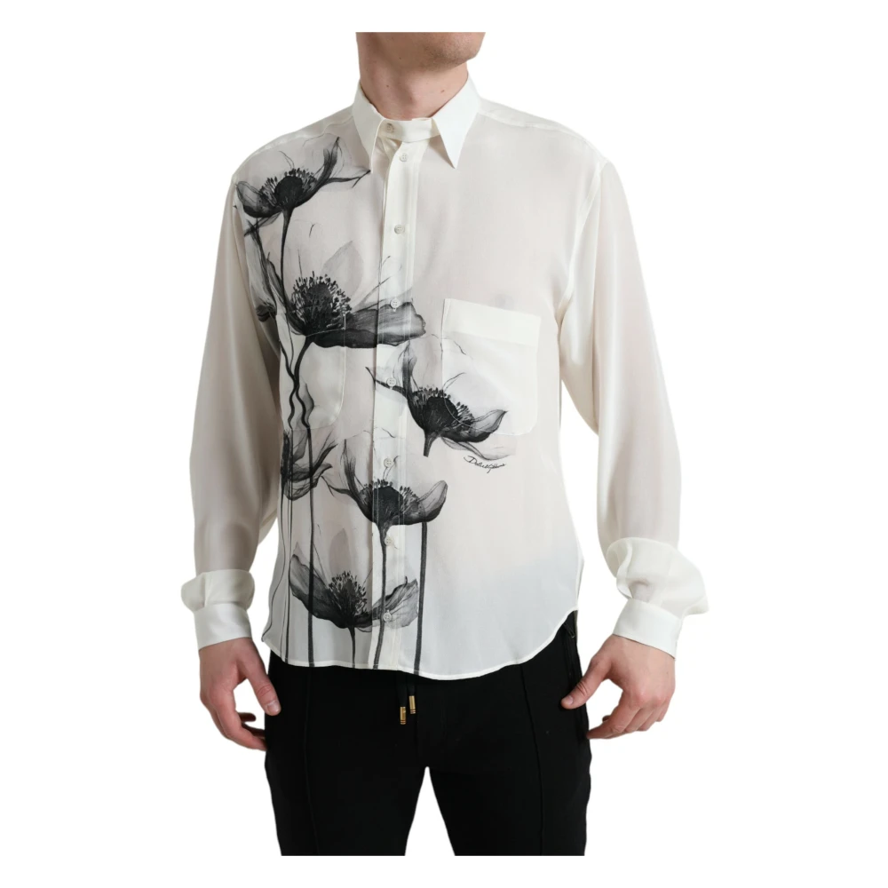Dolce & Gabbana Zijden Bloemenkraag Jurk Overhemd Multicolor Heren