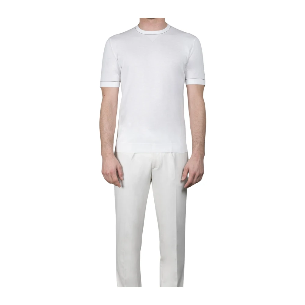 Moorer Men's White Round-Neck Knitwear, S, Jairo Cre Jumper