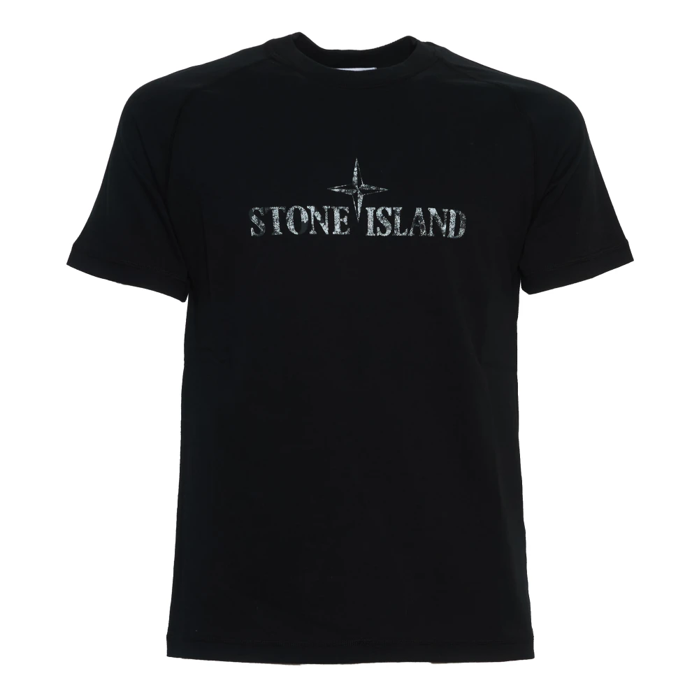 Stone Island Slim Fit Reflekterande Logga T-shirt Black, Herr