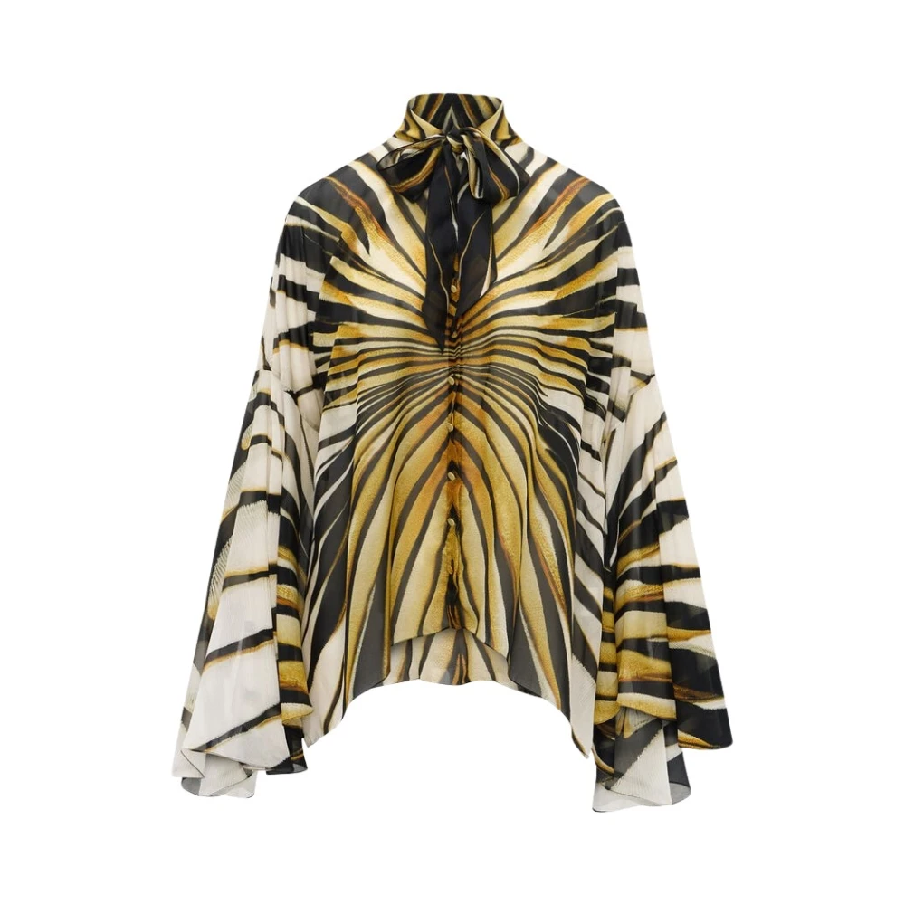 Roberto Cavalli Women's Gold Print Silk Blouse