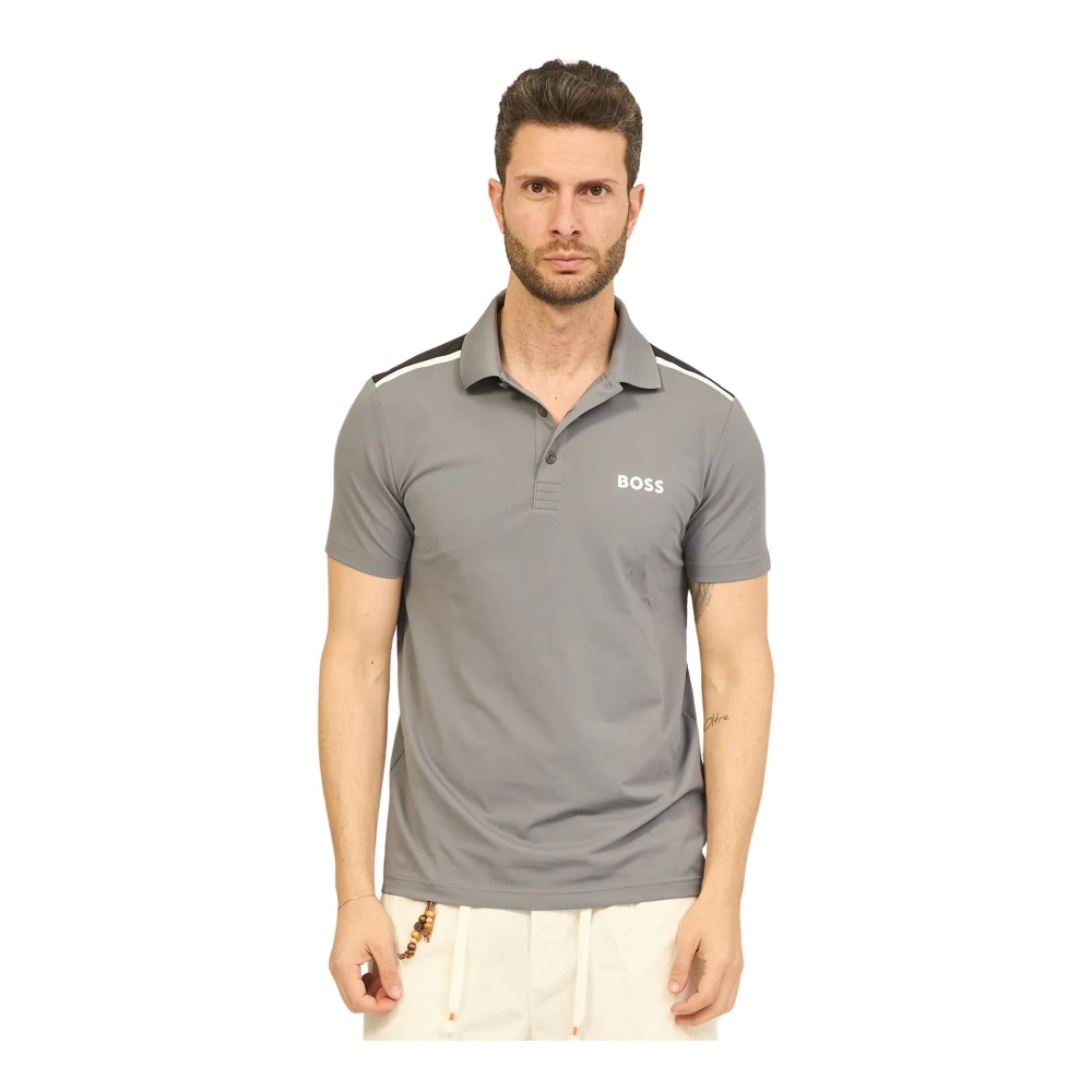 Hugo Boss Grijze Paddytech Polo Shirt met Logo Gray Heren