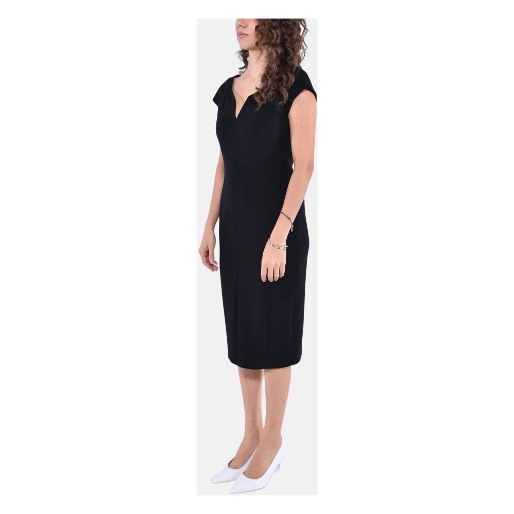 Max Mara Studio Midi prinsessenjurk met V-hals Black Dames