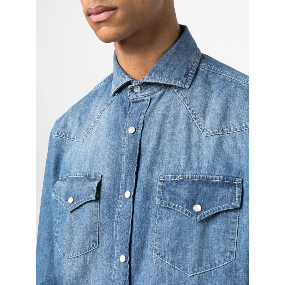 BRUNELLO CUCINELLI Stijlvolle Shirt Ccf66 Blue Heren