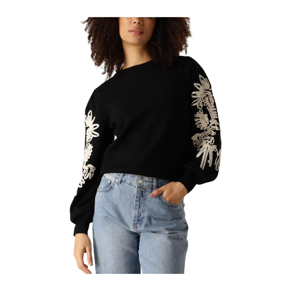 Object Zwarte Gebreide Pullover Sweater Black Dames