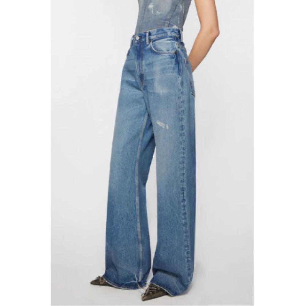 Acne Studios Blauwe Denim Losse Fit Jeans Blue Dames