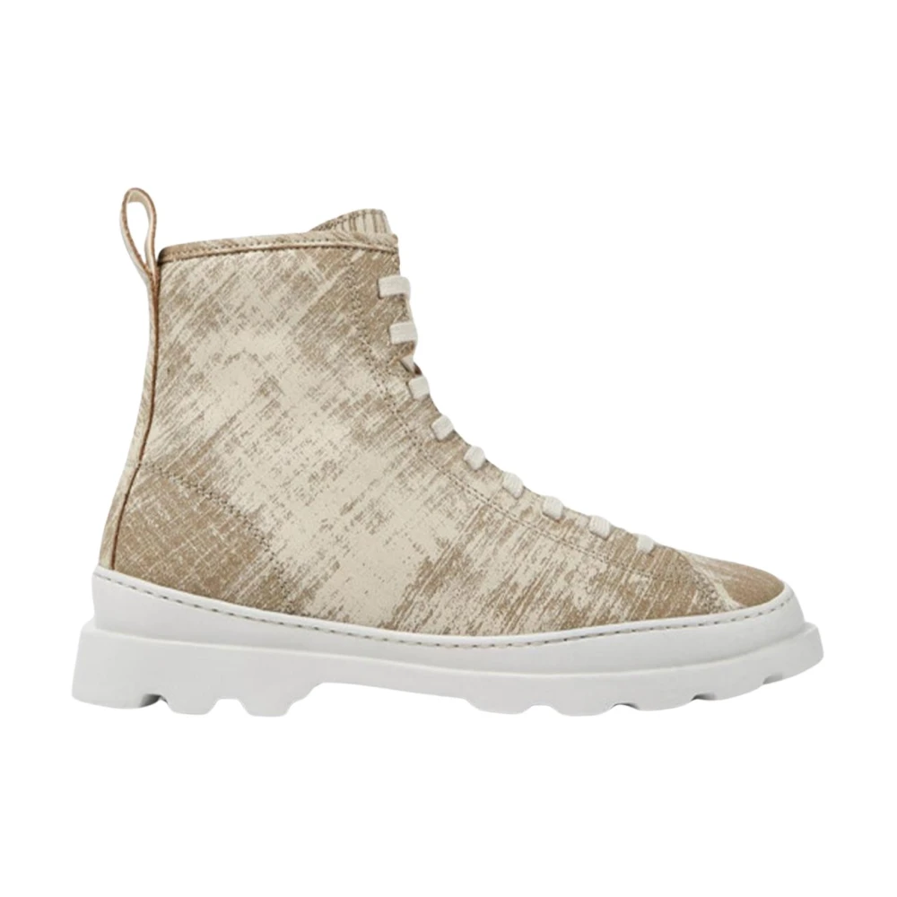 Camper Women's Beige Lace-Up Boots,, Colorful Hightop Canvas Boots Size 6 Uk