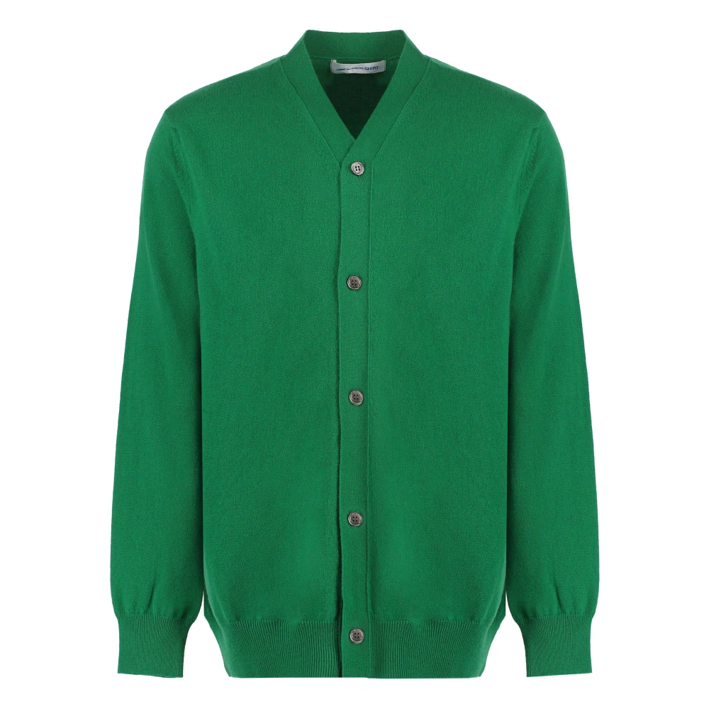 Comme des Garçons Geribbelde Gebreide Wollen Vest Green Heren
