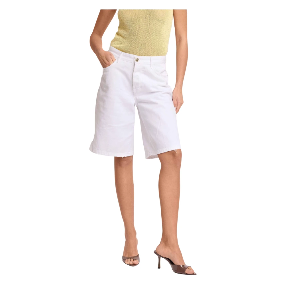 Kocca White Denim Shorts, Female, Xs, Summer Chic Knee Length Shorts