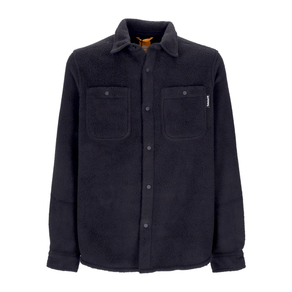 Timberland Men's Black Light Jackets, Xl, Fleece Overshirt Long Sleeve Shirt