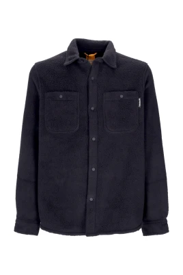 Svart Fleece Overshirt Långärmad Skjorta