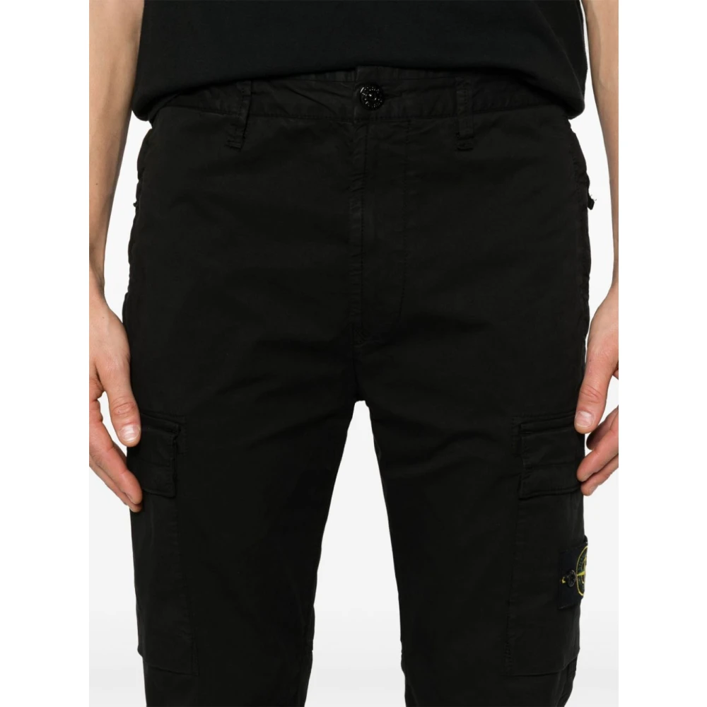 Stone Island Zwarte Cargo Broek Slim Fit Black Heren