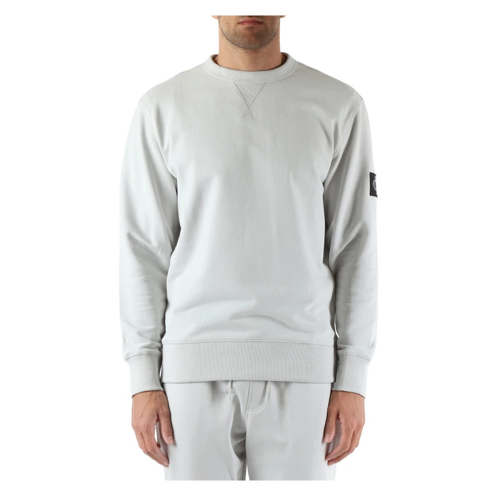 Calvin Klein Jeans Katoenen sweatshirt met logopatch Gray Heren