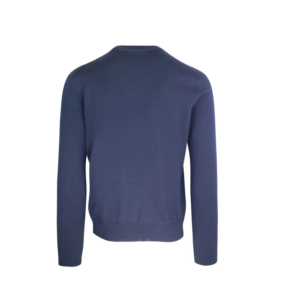 Maison Kitsuné Blauwe Merinowollen Trui Vos Patch Blue Heren