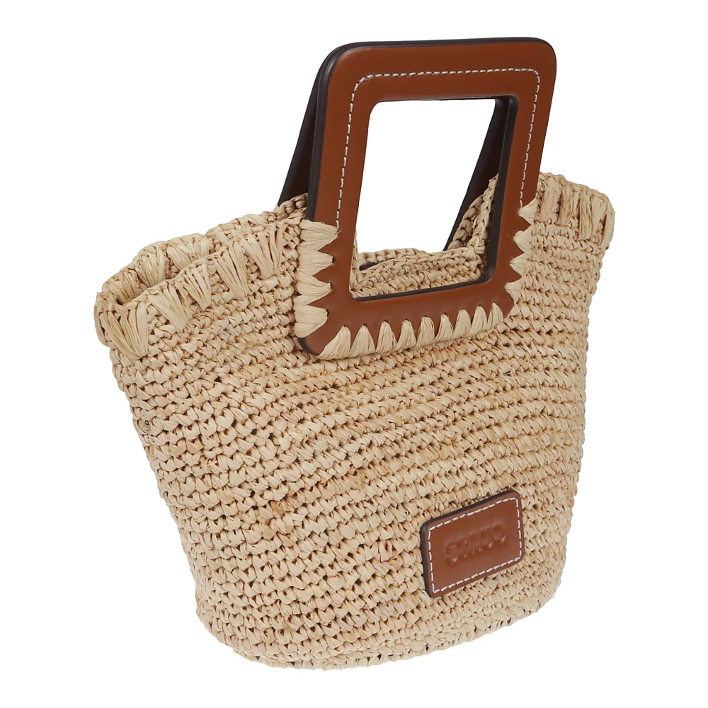 Staud Raffia Mini Bucket Tas Beige Dames