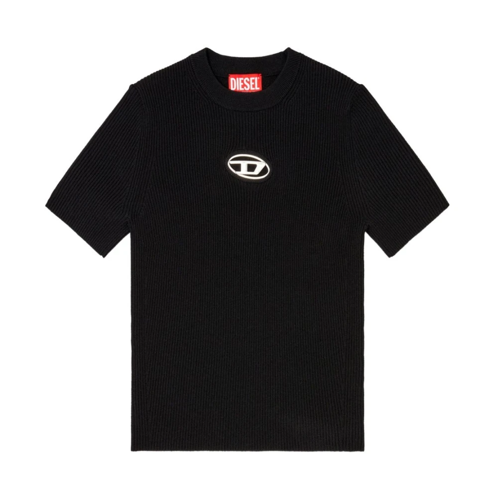 Diesel Women's Black Ribbed Short Sleeve Sweater