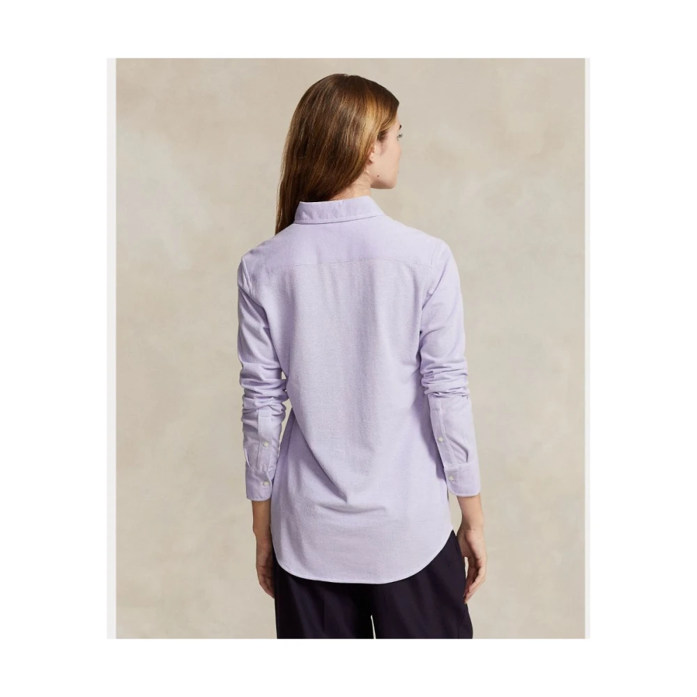 Ralph Lauren Gebreid Oxford overhemd Purple Dames